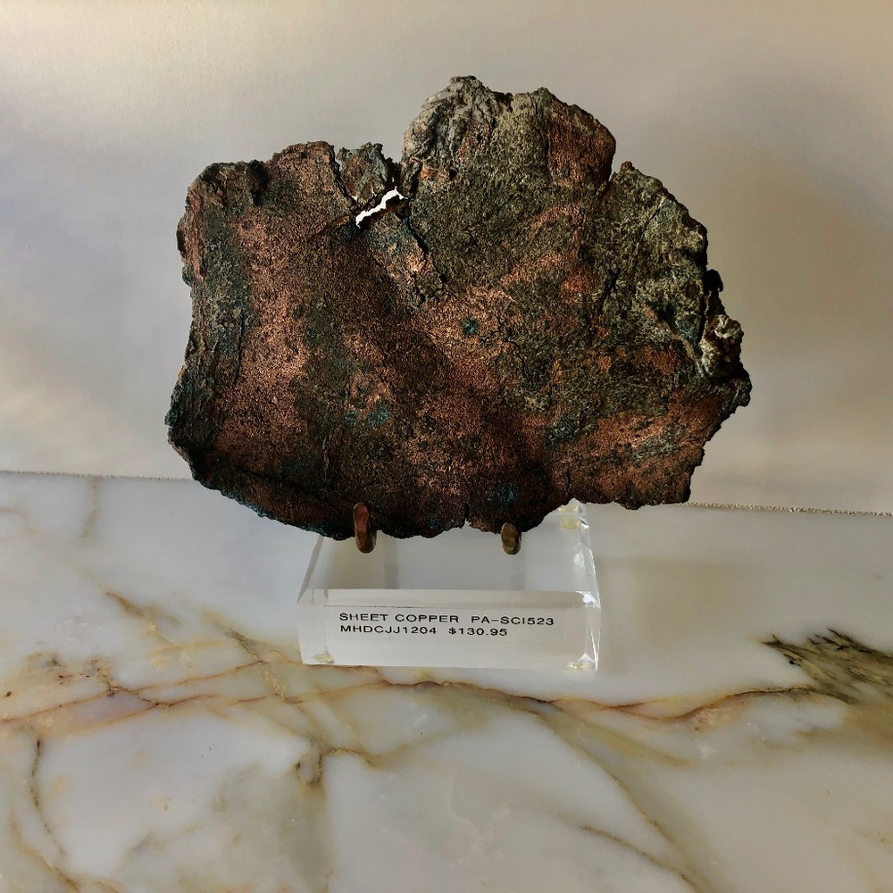 Copper piece on acrylic stand - 6" w x 5 1/2" h - NEW!